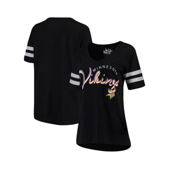 Women's Black Minnesota Vikings Triple Play V-Neck T-shirt