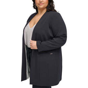 Plus Size Collarless Topper Jacket