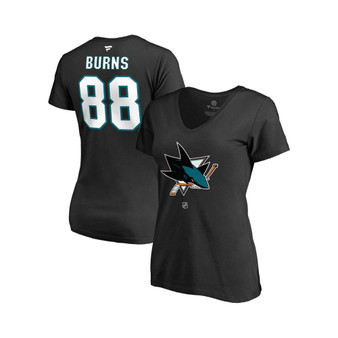 Women's Branded Brent Burns Black San Jose Sharks Name Number Authentic Stack V-Neck T-shirt