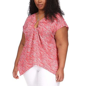 Plus Size Zebra-Print Chain-Trim Top