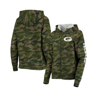 Women's Camo Green Bay Packers Raglan Full-Zip Hoodie