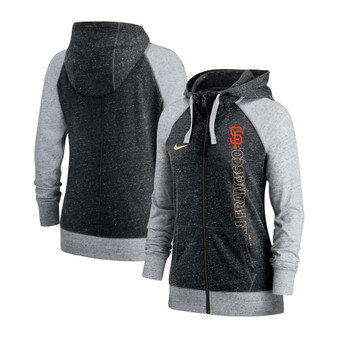 Women's Black San Francisco Giants In Pocket Gym Vintage-Like Full-Zip Hoodie