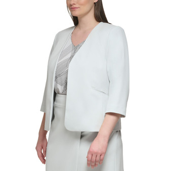 Plus Size 3/4-Sleeve Open-Front Jacket