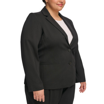 Plus Size Notched-Collar Two-Button Jacket