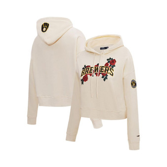 Women's Cream Milwaukee Brewers Roses Pullover Hoodie