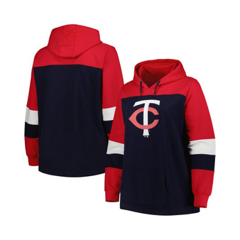 Women's Navy Minnesota Twins Plus Size Colorblock Pullover Hoodie