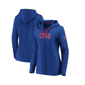 Women's Branded Royal Chicago Cubs Primary Logo Team Block Full-Zip Hoodie