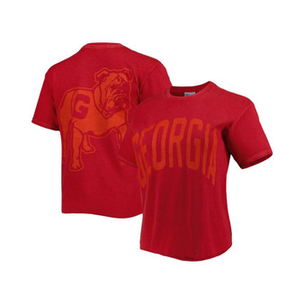 Women's Red Georgia Bulldogs Vintage-Like Tubular Hyper Bright 2-Hit Cropped T-shirt