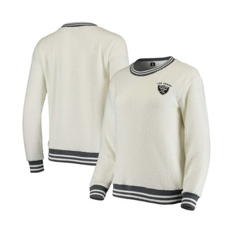 Women's Cream, Charcoal Las Vegas Raiders Granite Knit Pullover Sweatshirt