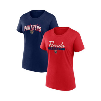 Women's Branded Red, Navy Florida Panthers Two-Pack Fan T-shirt Set