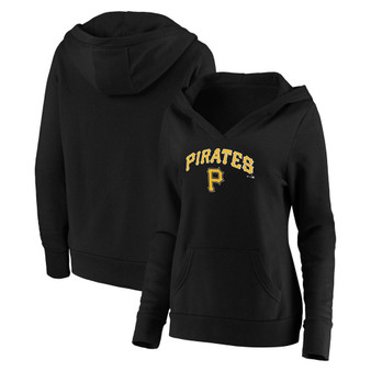 Plus Size Black Pittsburgh Pirates Core Team Lockup V-Neck Pullover Hoodie