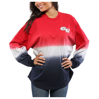 Women's Red Gonzaga Bulldogs Ombre Long Sleeve Dip-Dyed T-shirt