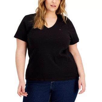 Plus Size V-Neck Flag T-Shirt