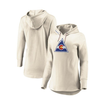 Women's Branded Oatmeal Colorado Rockies True Classics Signature Fleece Pullover Hoodie