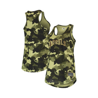 Women's Green Los Angeles Angels 2022 MLB Armed Forces Day Camo Racerback Tank Top