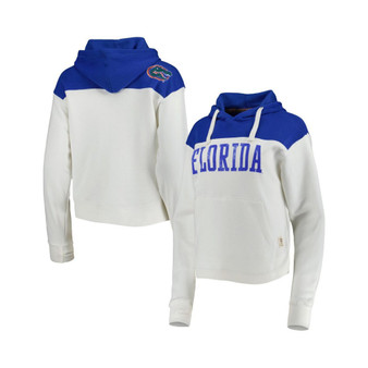 Women's White and Royal Florida Gators Chicago 2-Hit Yoke Pullover Hoodie