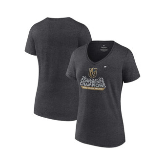 Women's Branded Heather Charcoal Vegas Golden Knights 2023 Western Conference Champions Locker Room Plus Size V-Neck T-shirt