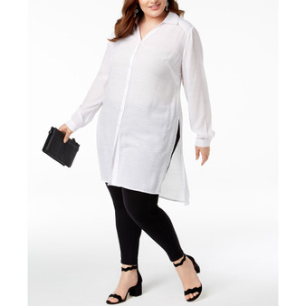 Plus Size Long Linen Tunic Shirt, Created for Macy's