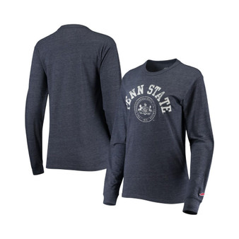 Women's Heathered Navy Penn State Nittany Lions Seal Victory Falls Oversized Tri-Blend Long Sleeve T-shirt