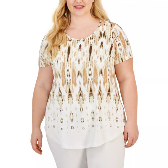 Plus Size Scoop-Neck Short-Sleeve Top, Created for Macy's