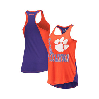 Women's Orange and Purple Clemson Tigers George Glass 2-Hit Scoop Neck Racerback Tank Top