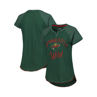 Women's Green Minnesota Wild Grand Slam Raglan Notch Neck T-shirt
