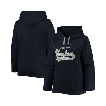 Women's Navy New York Yankees Plus Size Side Split Pullover Hoodie
