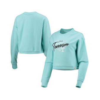 Women's Light Blue Tennessee Volunteers Corded Timber Cropped Pullover Sweatshirt
