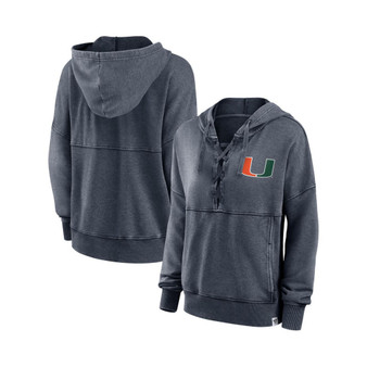 Women's Branded Heathered Charcoal Miami Hurricanes Overall Speed Lace-Up Pullover Hoodie