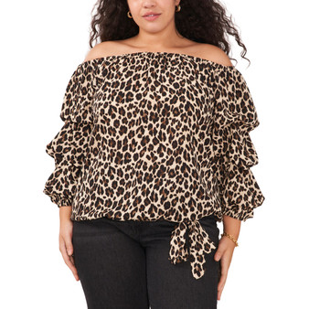 Plus Size Leopard-Print Off-The-Shoulder Top