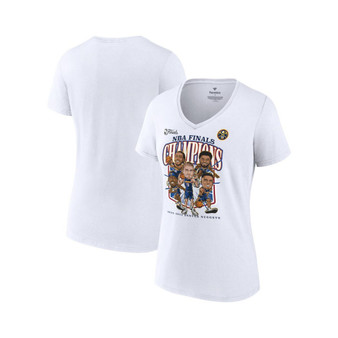 Women's Branded White Denver Nuggets 2023 NBA Finals Champions Windmill Team Caricature V-Neck T-shirt