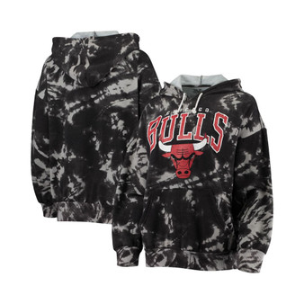 Women's Threads Black Chicago Bulls Burble Tie-Dye Tri-Blend Pullover Hoodie