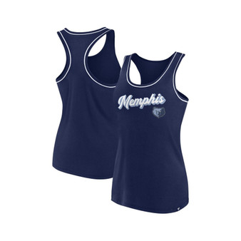 Women's Branded Navy Memphis Grizzlies Wordmark Logo Racerback Tank Top