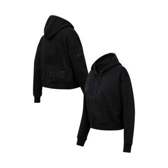Women's Boston Red Sox Triple Black Cropped Pullover Hoodie