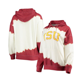 Women's White, Cardinal Iowa State Cyclones For The Fun Double Dip-Dyed Pullover Hoodie
