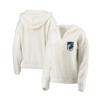 Women's Cream Minnesota United FC Fluffy V-Neck Pullover Hoodie