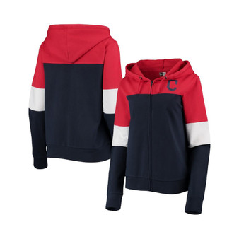 Women's Navy Cleveland Guardians Colorblock French Terry Full-Zip Hoodie