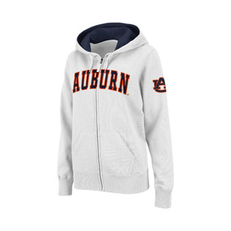 Women's Stadium Athletic White Auburn Tigers Arched Name Full-Zip Hoodie