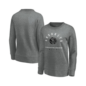 Women's Branded Heathered Gray Brooklyn Nets Versalux Triumph Crew Neck Sweatshirt