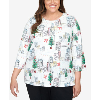 Plus Size Classics Christmas in The City Classic 3/4 Sleeve Top