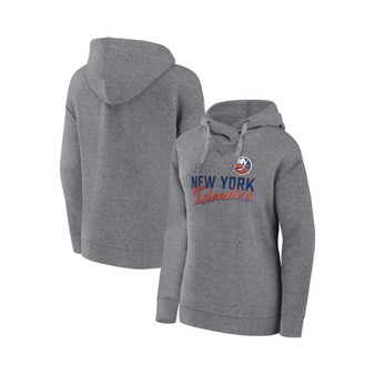 Women's Branded Heather Gray New York Islanders Script Favorite Pullover Hoodie