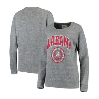 Women's Heathered Gray Alabama Crimson Tide Edith Vintage-Like Knobi Pullover Sweatshirt