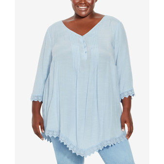 Plus Size Ellie Pintuck Lace Top