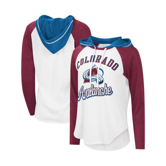 Women's White, Burgundy Colorado Avalanche MVP Raglan Hoodie T-shirt