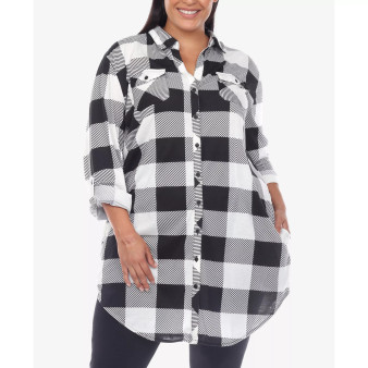 Plus Size Plaid Tunic Shirt