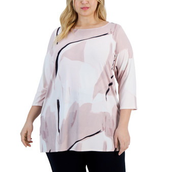 Plus Size Boat-Neck 3/4-Sleeve Tunic, Created for Macy's