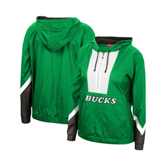Women's Green Milwaukee Bucks Half-Zip Windbreaker 2.0 Hoodie