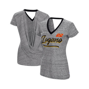 Women's Heather Black Joey Logano Halftime Back Wrap T-shirt