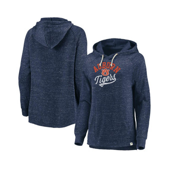 Women's Branded Navy Auburn Tigers Crossneck Faded Script Raglan Pullover Hoodie