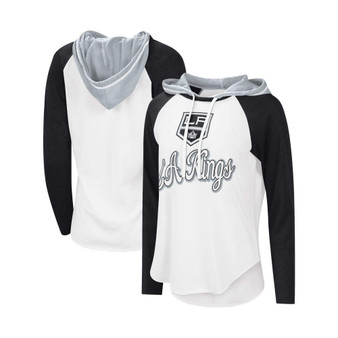 Women's White, Black Los Angeles Kings MVP Raglan Hoodie T-shirt